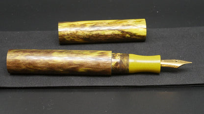 Shinobi - Large - Brooks Old Banana and Nikko solid yellow ebonite, hard matte facet - Jowo #6