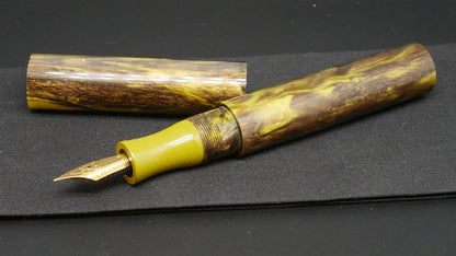 Shinobi - Large - Brooks Old Banana and Nikko solid yellow ebonite, hard matte facet - Jowo #6