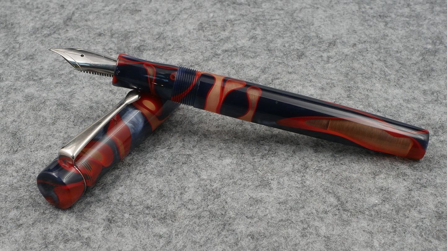 Orville - Blue and Orange swirl acrylics - clip - Jowo #6 nib