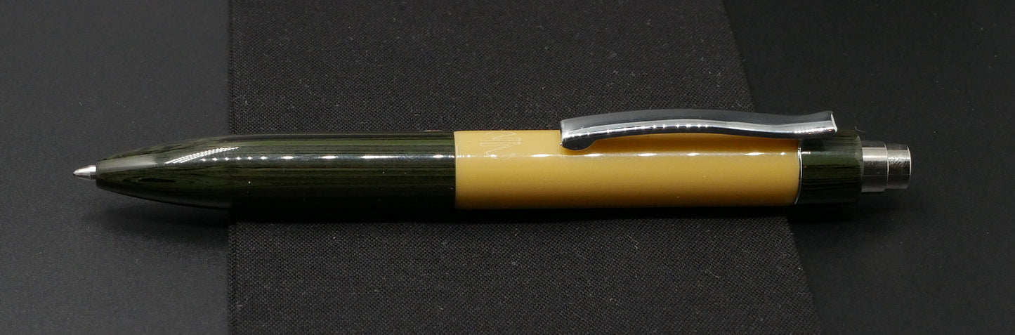 Preston Ballpoint - Green ripple ebonite and tan acrylic  -