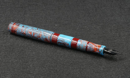 Thompson Orville - Medium - Blue and Red Swirl resin - optional clip -  #6 nib