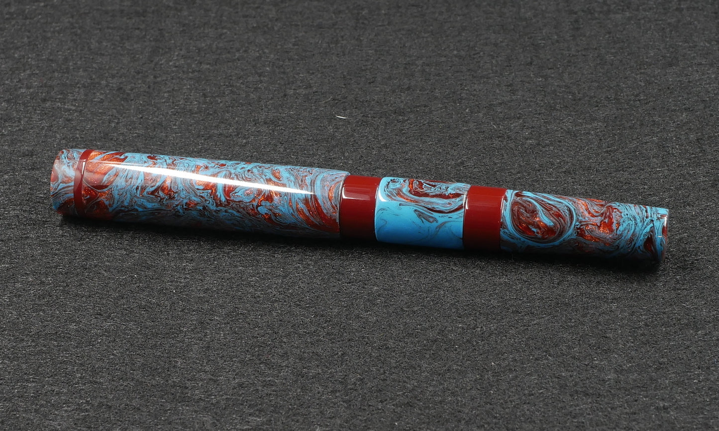 Thompson Orville - Medium - Blue and Red Swirl resin - optional clip -  #6 nib