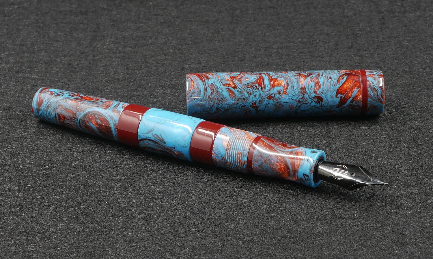 Thompson Orville - Medium - Blue and Red Swirl resin - optional clip -  #6 nib