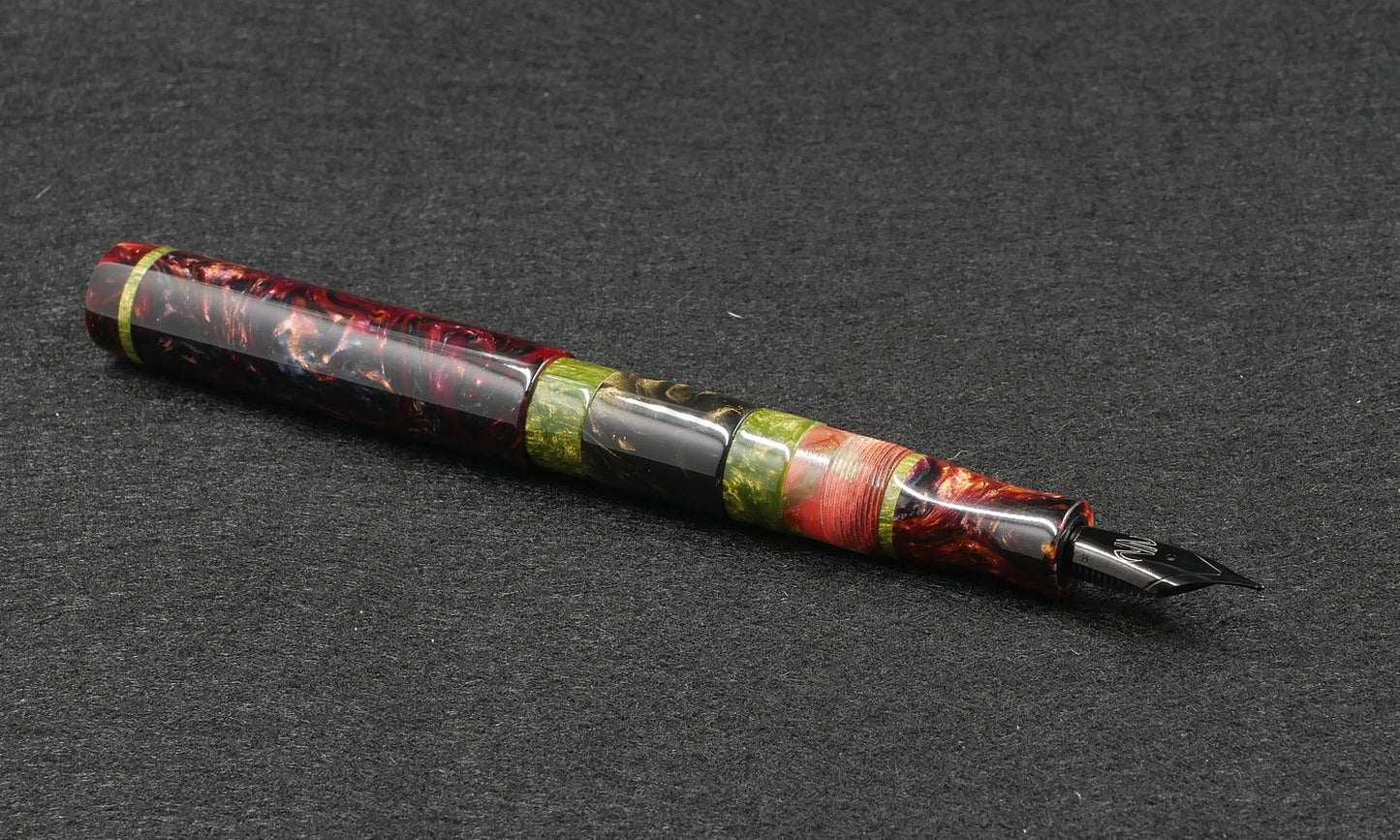 Thompson Orville - Medium -Cranberry Avocado Material mix resin - optional clip - #6 nib