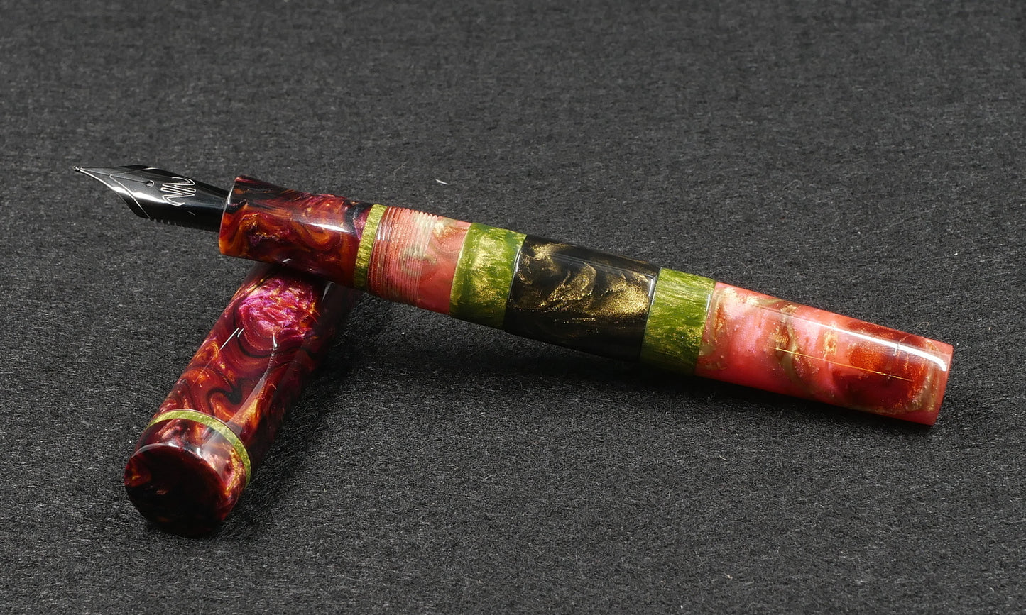 Thompson Orville - Medium -Cranberry Avocado Material mix resin - optional clip - #6 nib