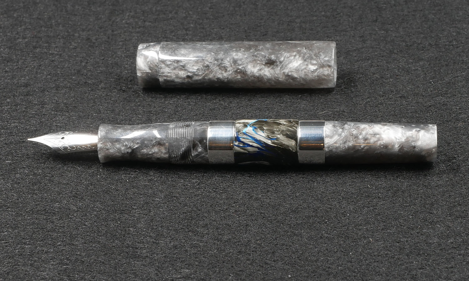 Thompson Orville - Medium - Granite acrylic, Tibaldi celluloid, Sterling silver - #6 nib