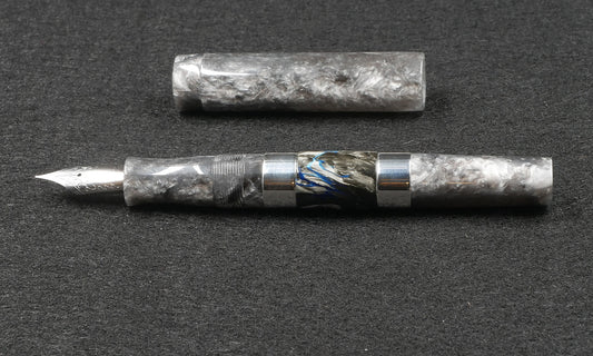 Thompson Orville - Medium - Granite acrylic, Tibaldi celluloid, Sterling silver - #6 nib