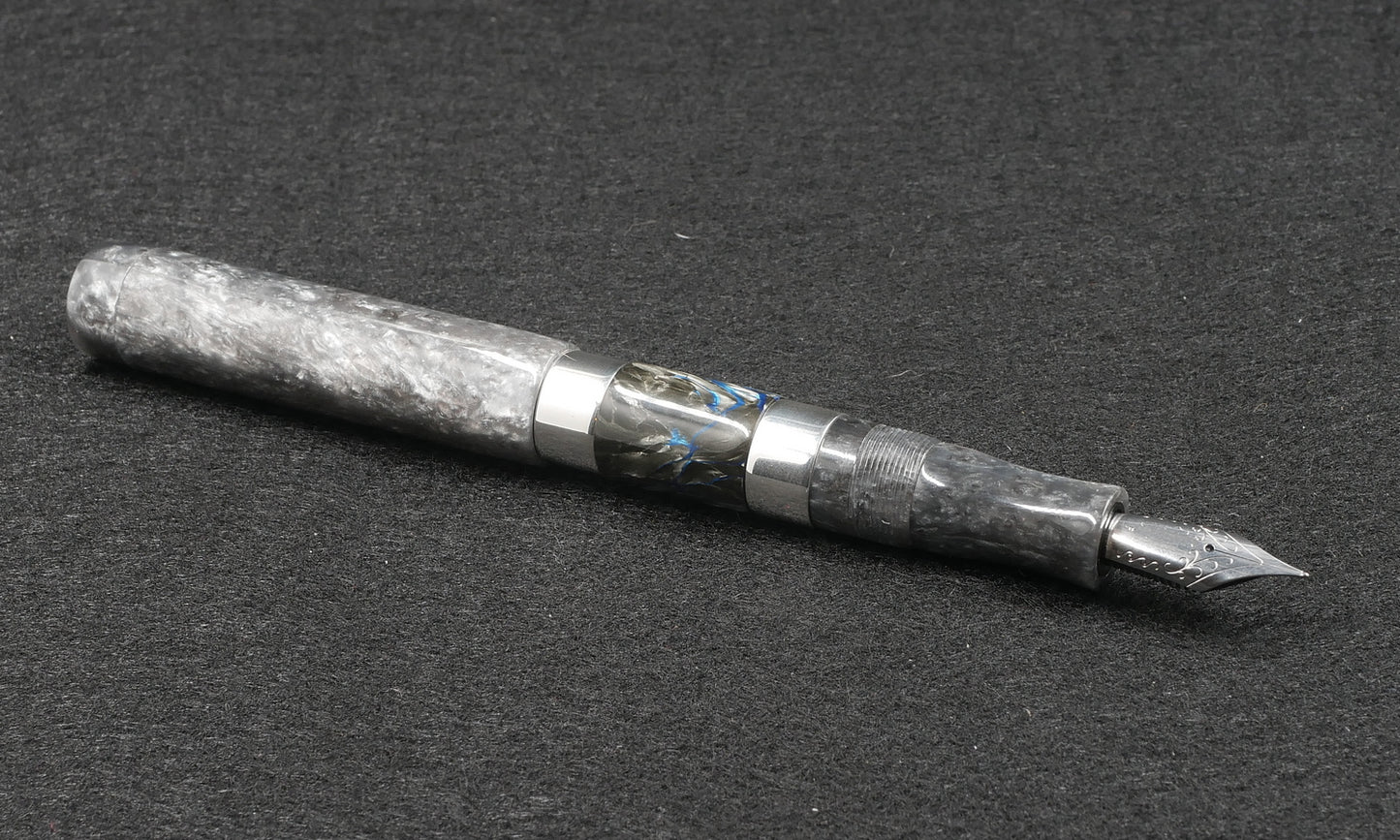 Thompson Orville - Medium - Granite acrylic, Tibaldi celluloid, Sterling silver - #6 nib