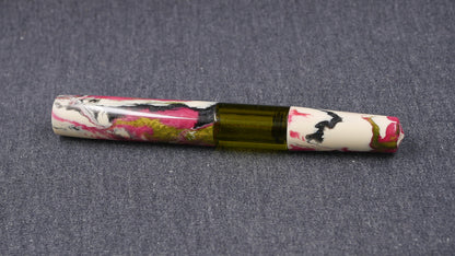 Townsend - Large - Carolina Pen Company Ivory rose garden resin - syringe filler - #8 and #6 nib