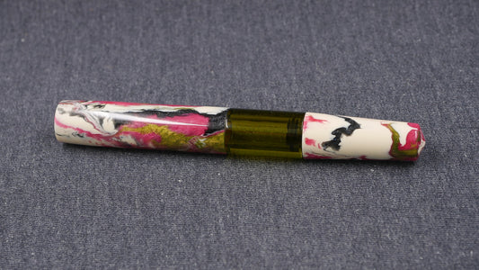 Townsend - Large - Carolina Pen Company Ivory rose garden resin - syringe filler - #8 and #6 nib
