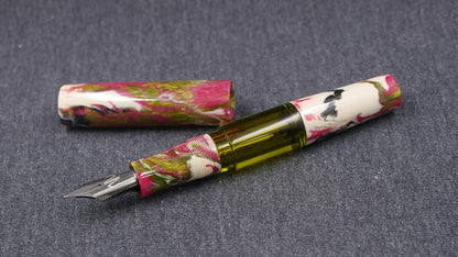 Townsend - Large - Carolina Pen Company Ivory rose garden resin - syringe filler - #8 and #6 nib