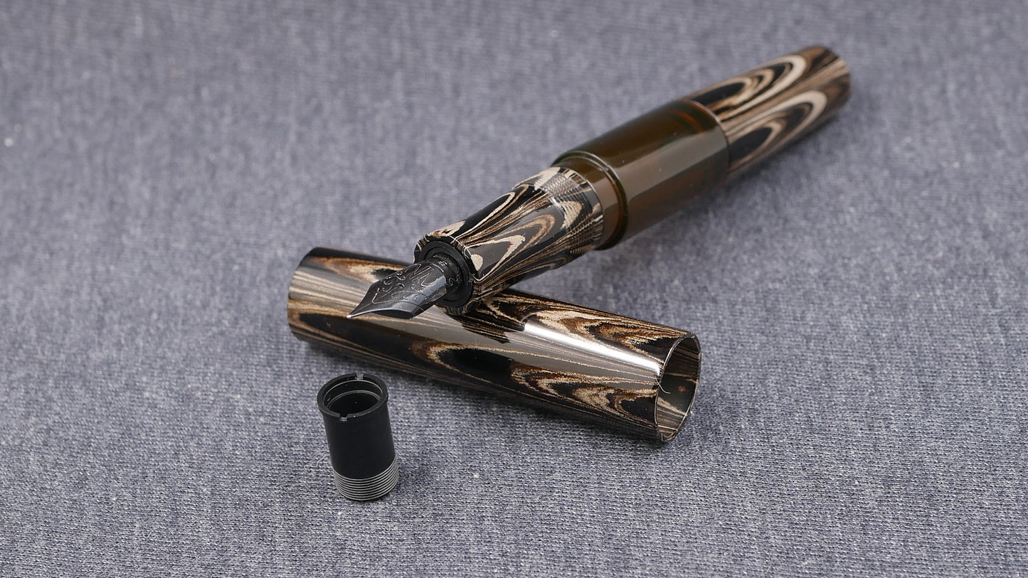 Townsend - Large – Nikko Coffee ripple ebonite - syringe filler - #8 and #6 nib
