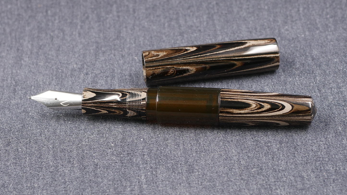 Townsend - Large – Nikko Coffee ripple ebonite - syringe filler - #8 and #6 nib
