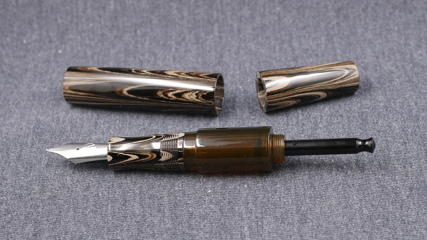 Townsend - Large – Nikko Coffee ripple ebonite - syringe filler - #8 and #6 nib