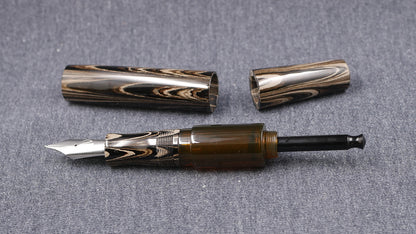 Townsend - Large – Nikko Coffee ripple ebonite - syringe filler - #8 and #6 nib