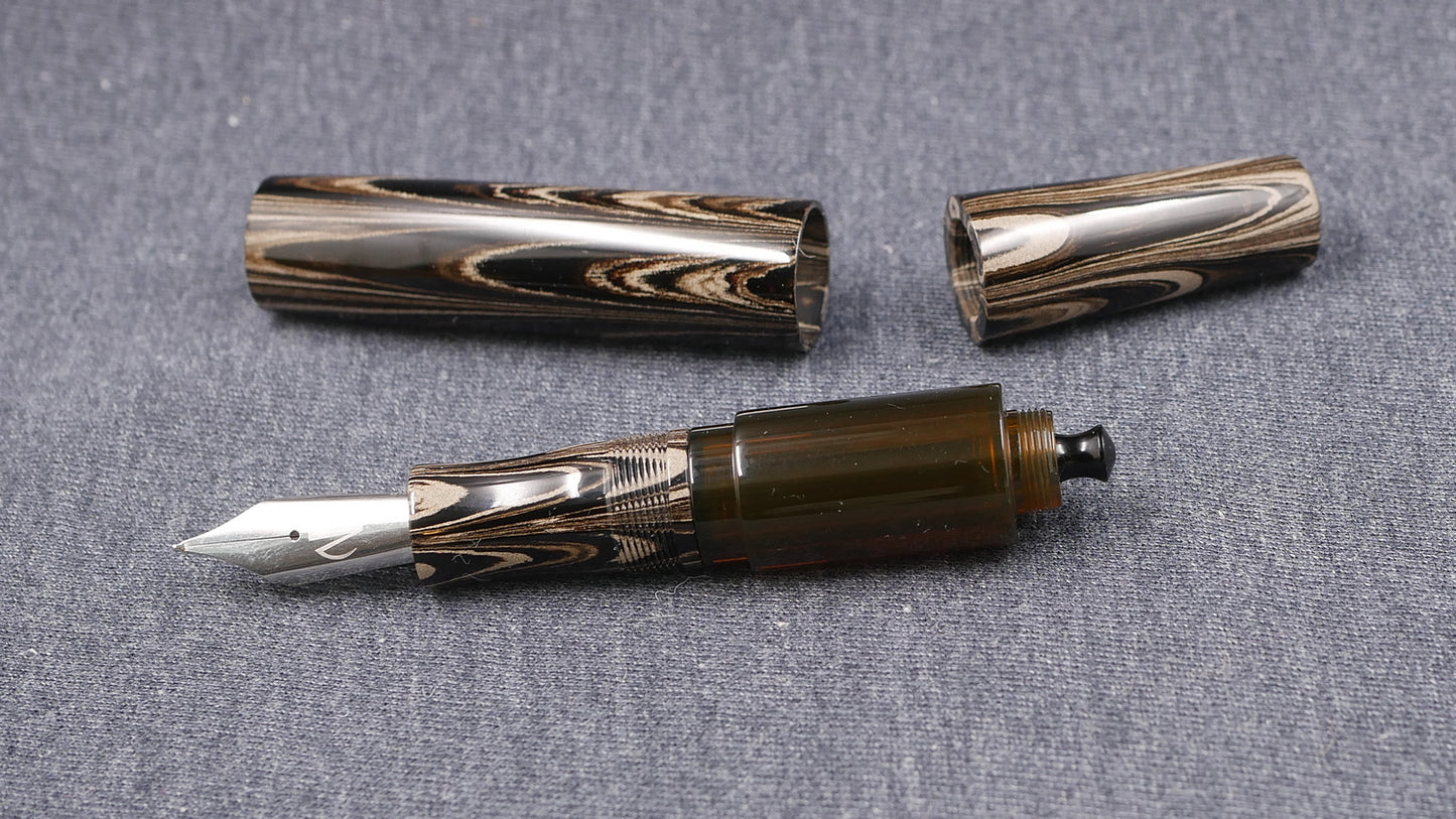 Townsend - Large – Nikko Coffee ripple ebonite - syringe filler - #8 and #6 nib