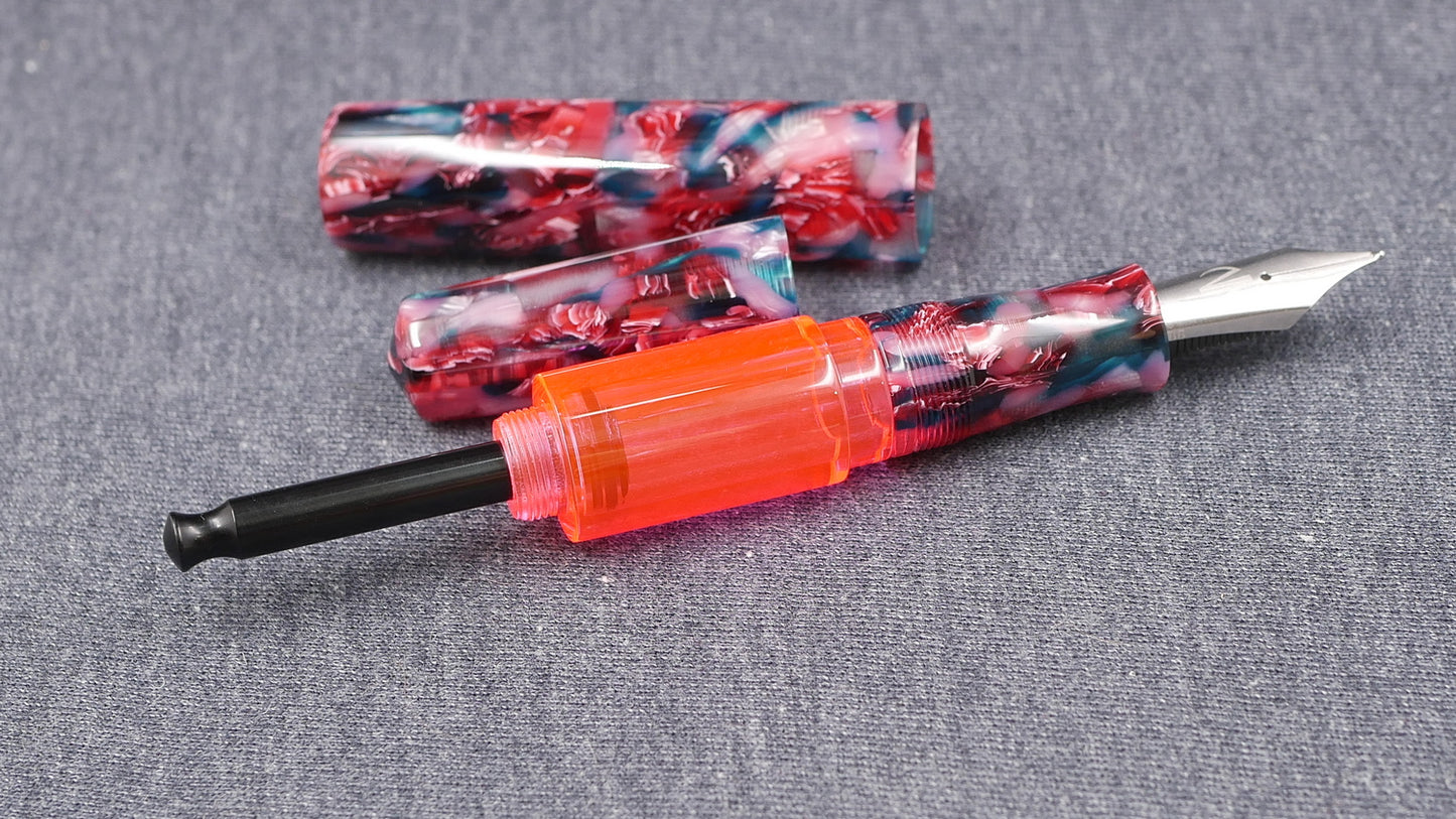 Townsend - Large - Flowery fleck cellulose acetate - syringe filler - #8 and #6 nib