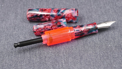 Townsend - Large - Flowery fleck cellulose acetate - syringe filler - #8 and #6 nib