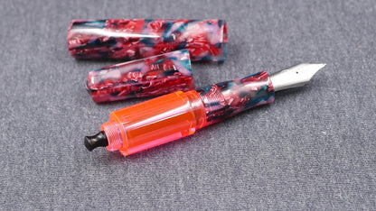 Townsend - Large - Flowery fleck cellulose acetate - syringe filler - #8 and #6 nib