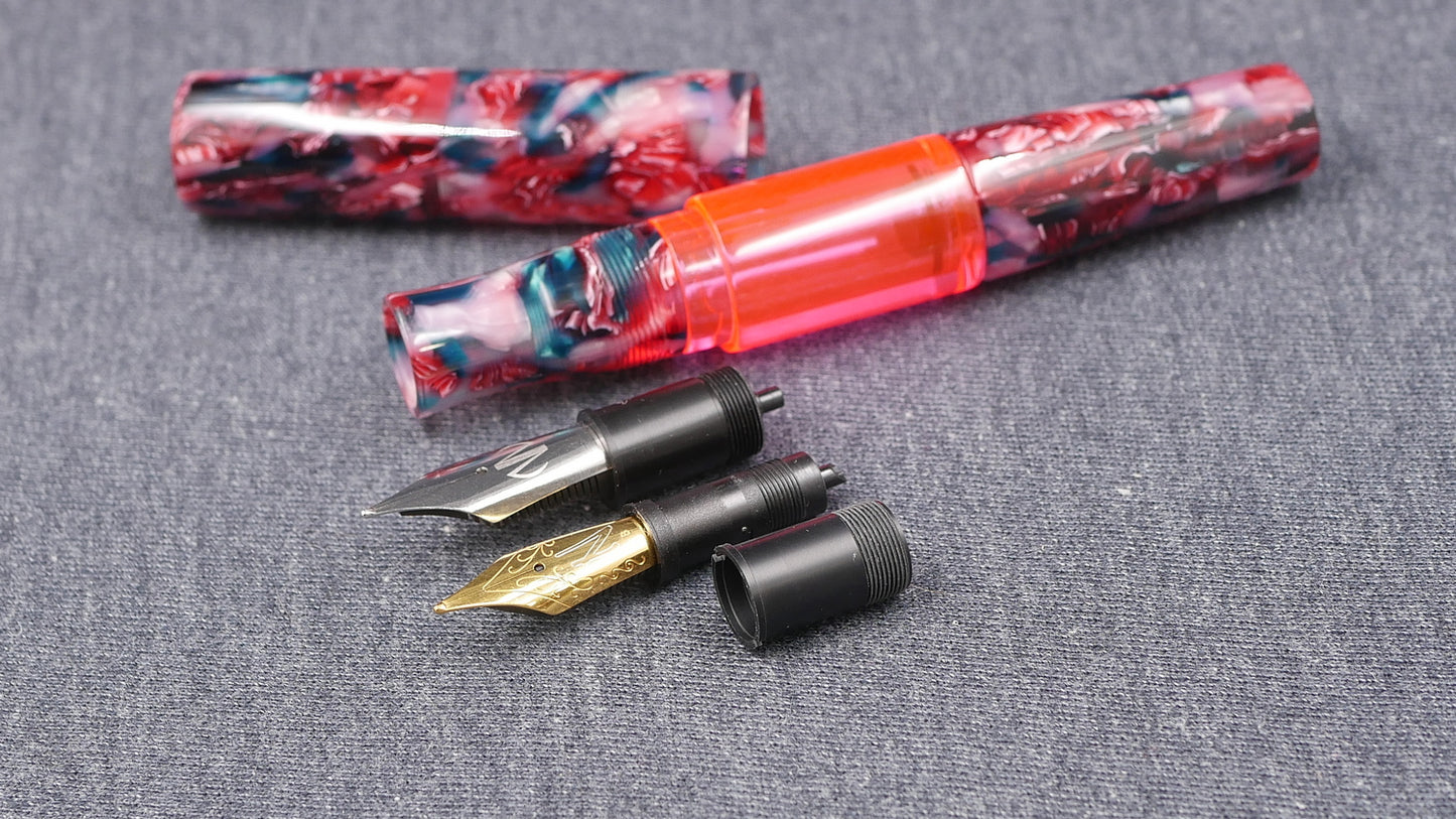 Townsend - Large - Flowery fleck cellulose acetate - syringe filler - #8 and #6 nib