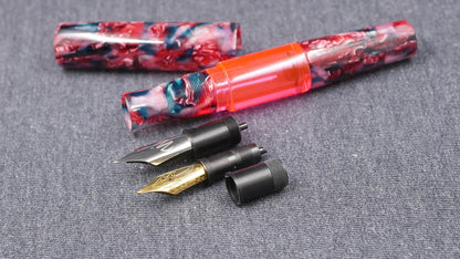 Townsend - Large - Flowery fleck cellulose acetate - syringe filler - #8 and #6 nib