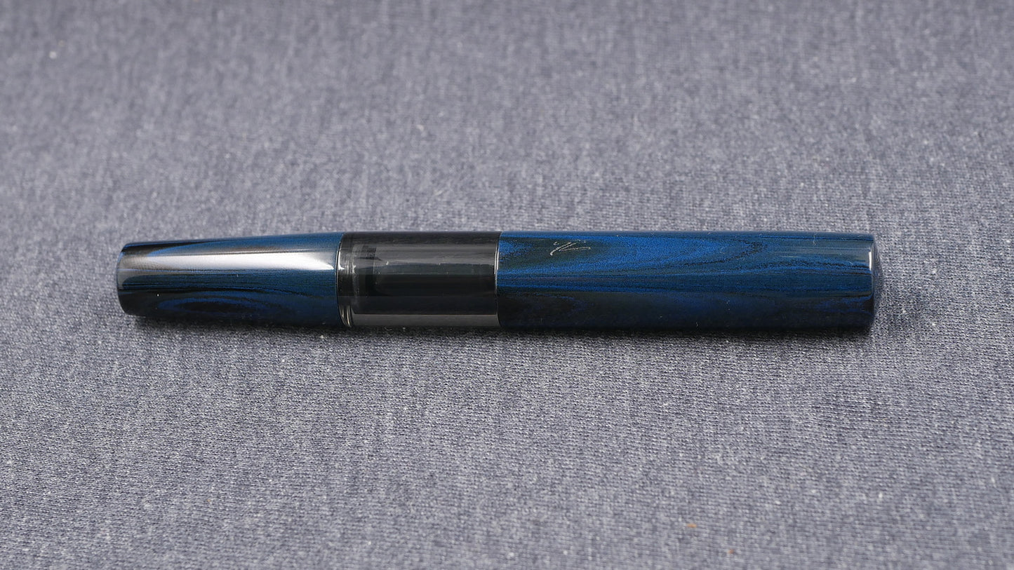 Townsend - Large – Nikko Blue ripple ebonite - syringe filler - #8 and #6 nib