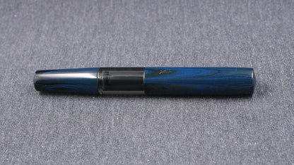Townsend - Large – Nikko Blue ripple ebonite - syringe filler - #8 and #6 nib