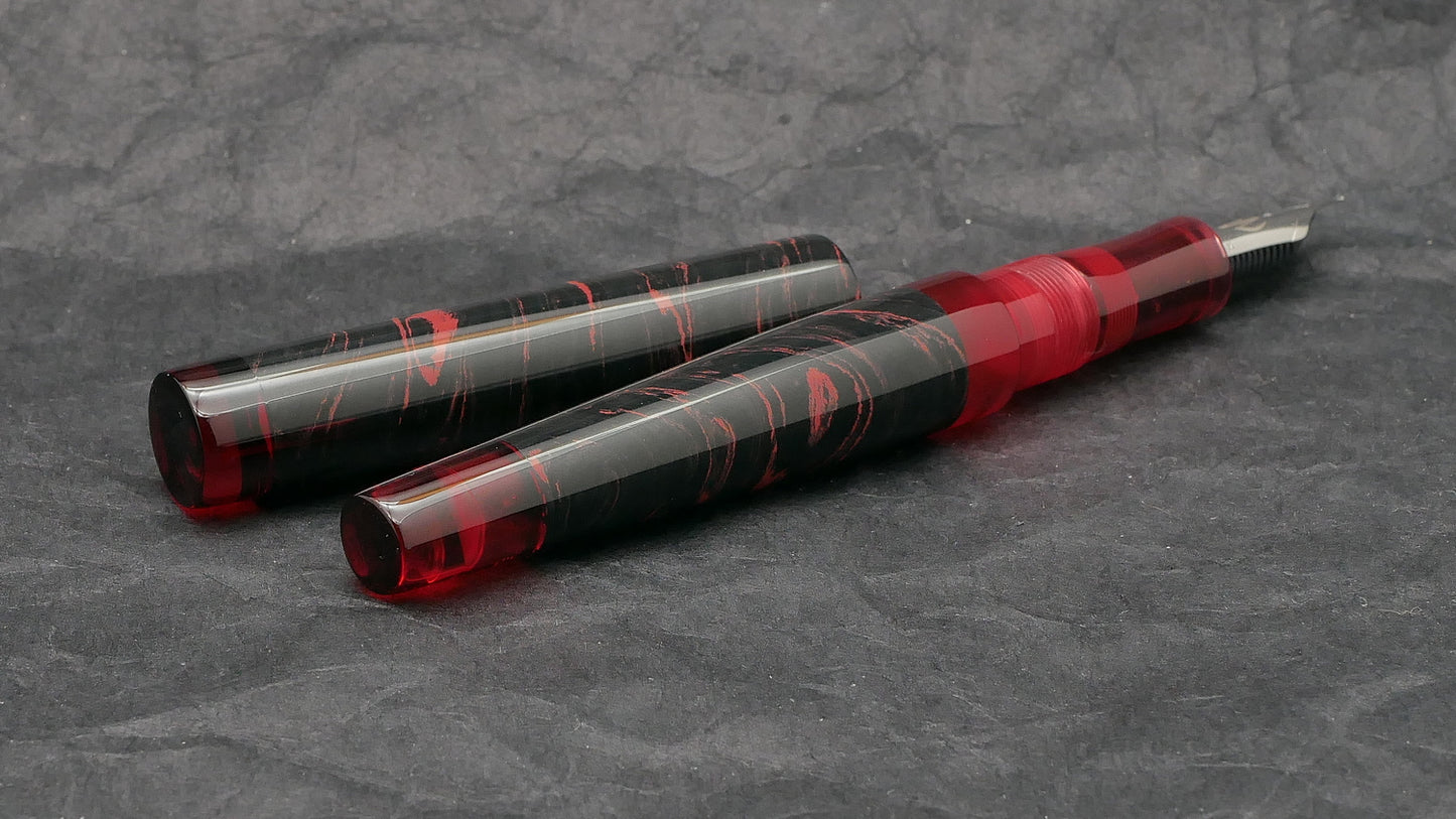 Townsend - Small – Red and Black ebonite, red acrylic - #6 nib