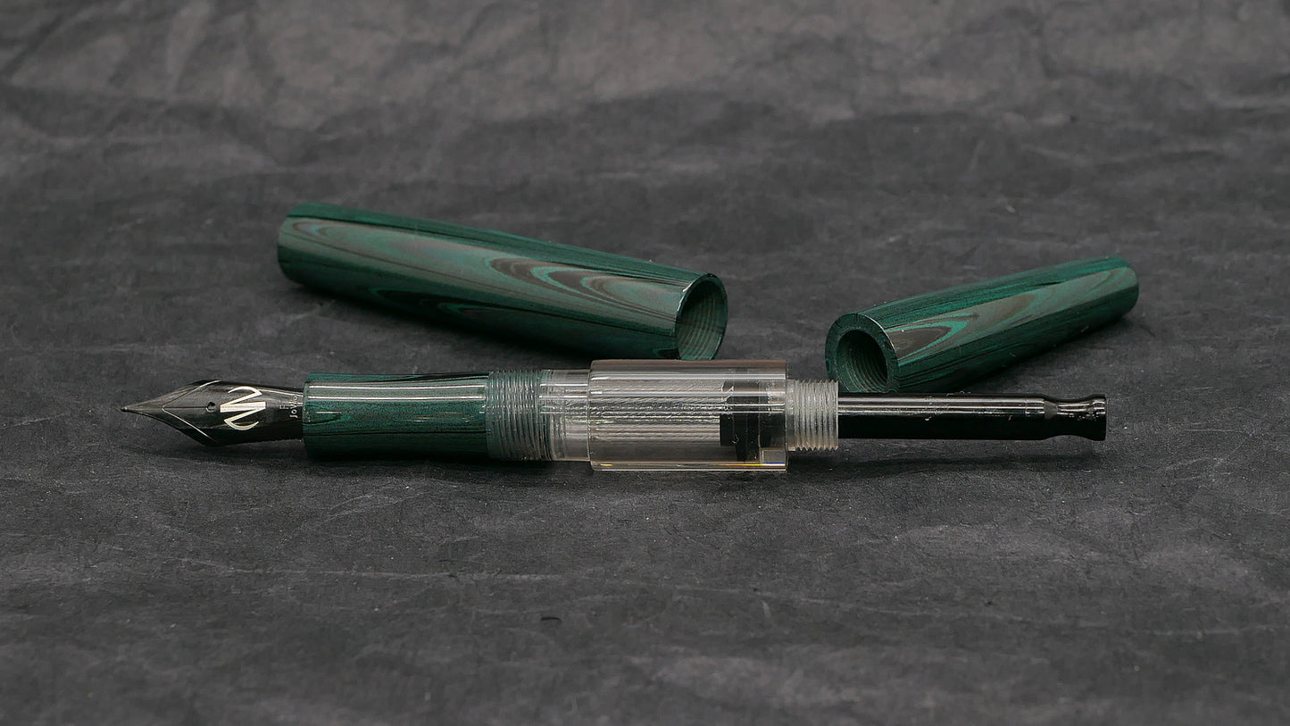 Townsend - slim –  Green ripple ebonite - syringe - #6 nib