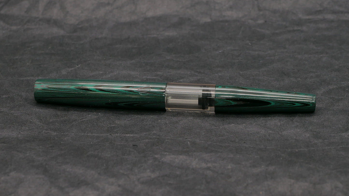 Townsend - slim –  Green ripple ebonite - syringe - #6 nib