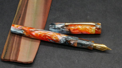 Orville - small - Turnt Pen Co Burning Embers resin - clip - #6 nib