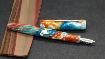 Orville - small - Turnt Pen Co Goldfish Bowl resin - clip - #6 nib