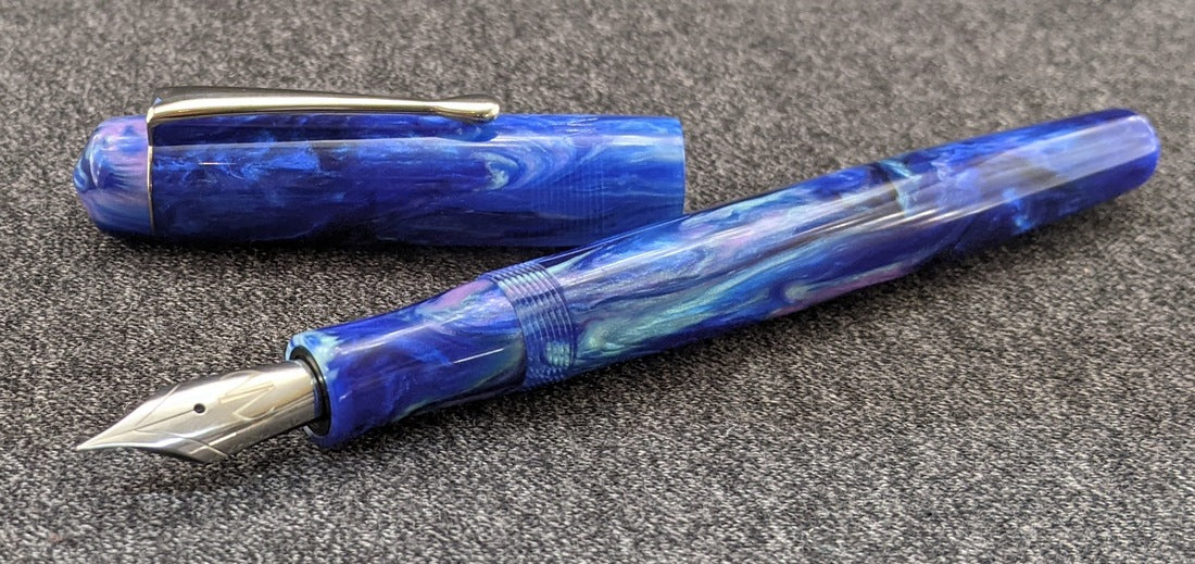 Orville - Small -   Corrl Creatons Dark Blue Abalone resin - clip - #6 nib