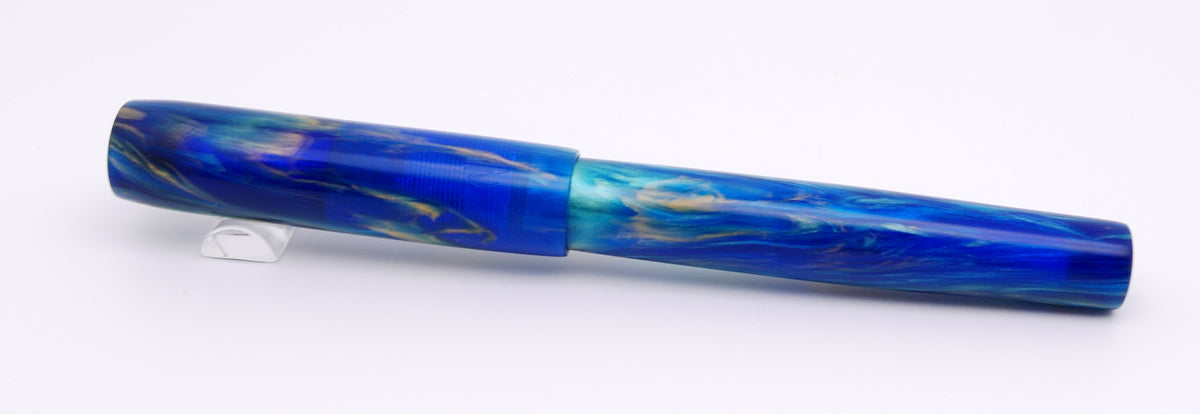 Orville - Medium -   Corrl Creatons blue something resin and black ebonite (Bock nib) - #6 nib