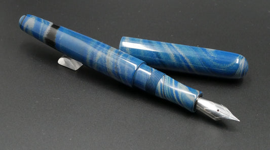 Majestic - Small - Nikko blue gray swirl ebonite - #6 nib -  -