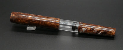 Orville - Medium - CORRL old brown resin and clear - syringe - #6 nib