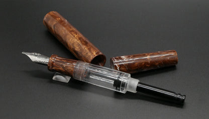 Orville - Medium - CORRL old brown resin and clear - syringe - #6 nib