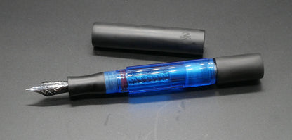 Eastman - Small – Matte black ebonite and clear blue acrylic - piston - #6 nib