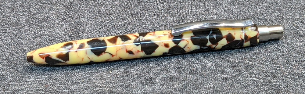 Preston Ballpoint - Yellow and Dark Brown chunk acrylic  -