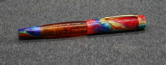 Gibby - Medium - McKenzie Oil Slick resin and Dark Orange acrylic - piston - clip - Jowo #6