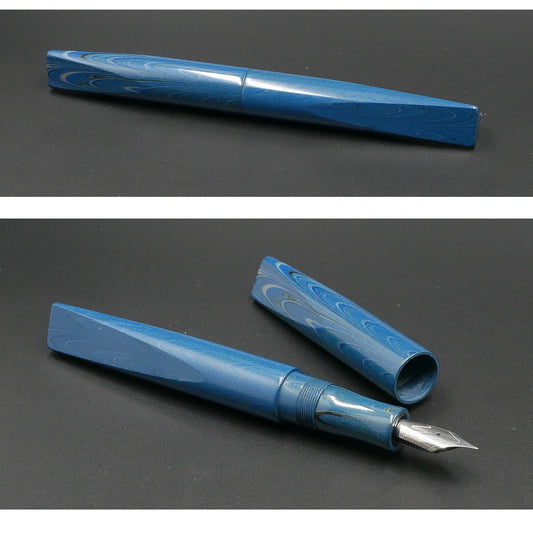 Prospector - Medium – Nikko Blue Gray ripple ebonite- #6 nib