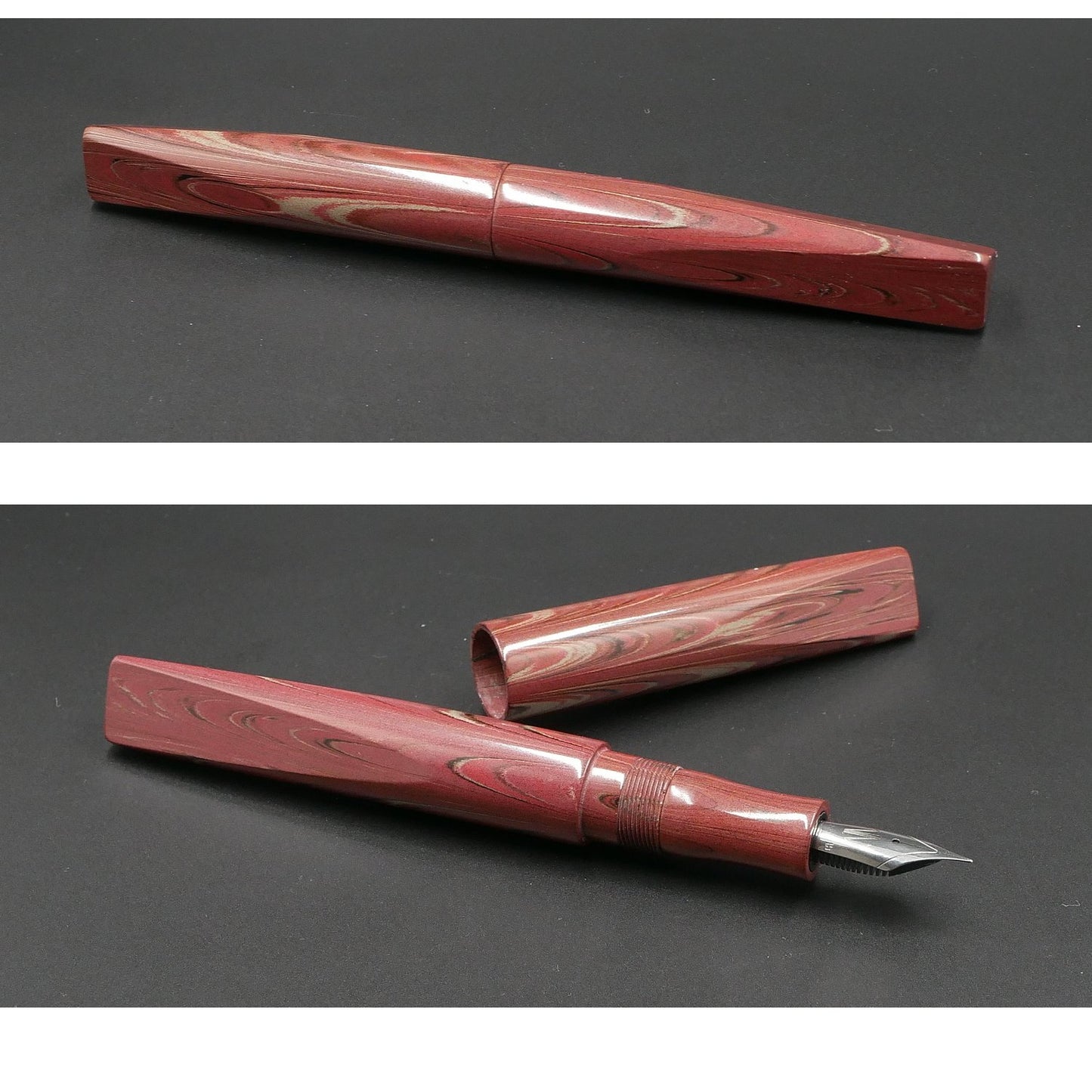 Prospector - Medium – Nikko Antique Rose ripple ebonite - #6 nib