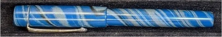 Orville - Slim- Nikko Blue Gray swirl ebonite - clip - #5 nib  -