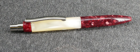 Preston Ballpoint - Ivory and Burgundy flake acrylics