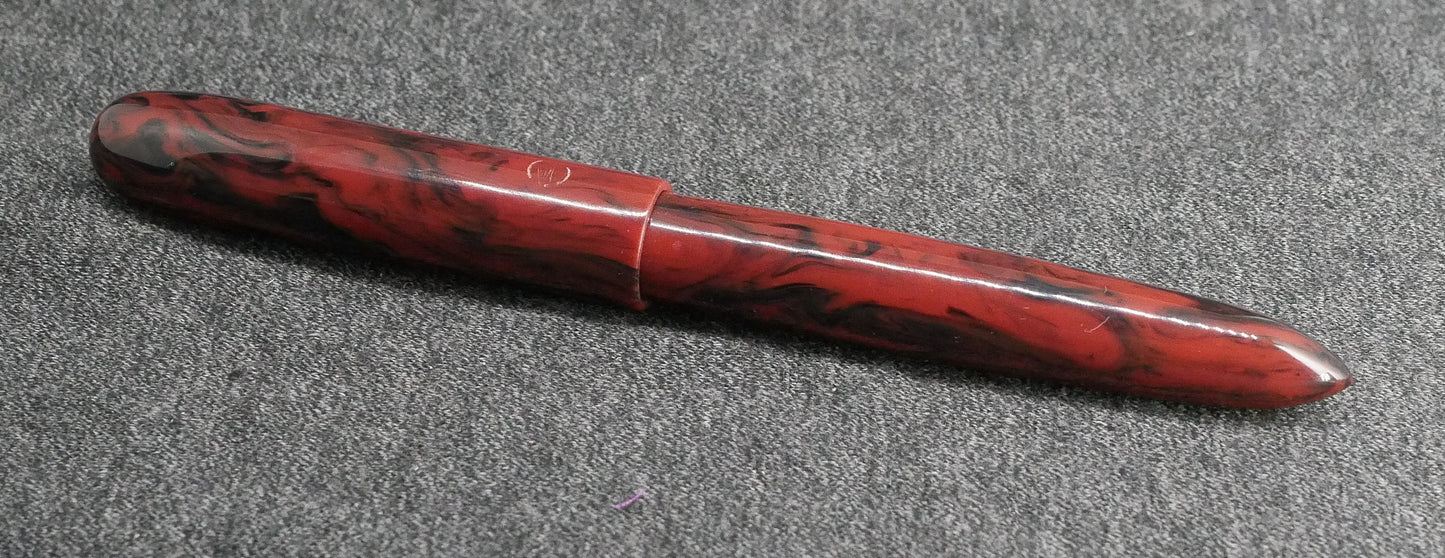 Sumpter - small - red and black acrylic swirls - #6 nib -  -